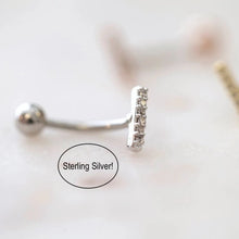 Load image into Gallery viewer, CZ Paved Bar Belly Ring (Sterling Silver)
