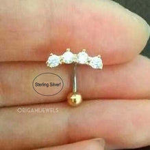 Load image into Gallery viewer, CZ Crown Belly Ring (Sterling Silver)