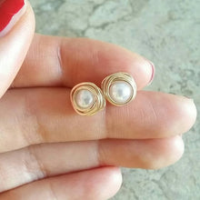 Load image into Gallery viewer, Pearl Wire Earrings - Origami Jewels