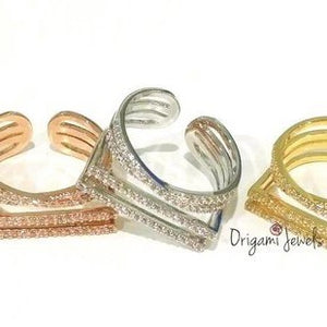 Four Layer Band Ring - Origami Jewels