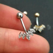 Load image into Gallery viewer, CZ Crown Belly Button Ring, floating navel ring, tiara gold belly ring dainty belly ring crown navel ring belly piercing small belly jewelry