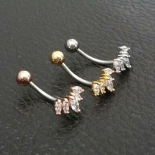 Load image into Gallery viewer, CZ Crown Belly Button Ring, floating navel ring, tiara gold belly ring dainty belly ring crown navel ring belly piercing small belly jewelry