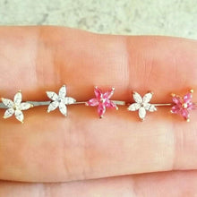Load image into Gallery viewer, CZ Flower Belly Button Ring, silver floating navel ring, gold dainty belly ring, sparkly belly ring,navel ring,belly piercing, belly jewelry