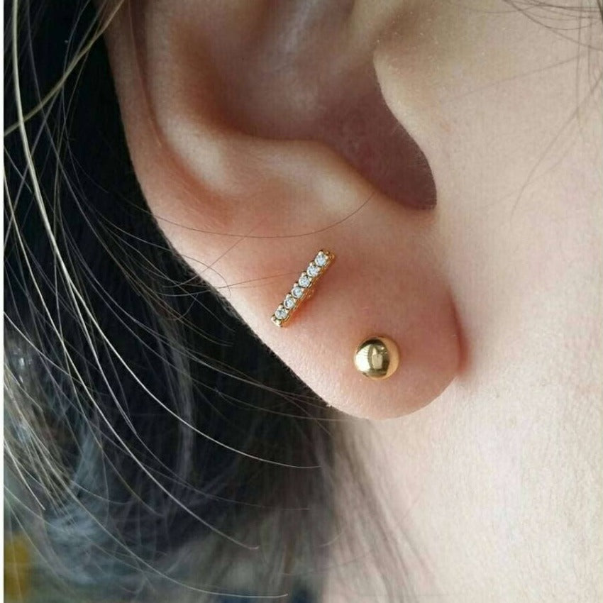 Tiny Gold Bar Stud Earrings - Silver Garden CA Tiny Gold Bar Stud Earrings - Silver Garden CA