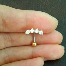 Load image into Gallery viewer, CZ Crown Belly Button Ring, Sterling Silver floating navel ring line belly rings gold beautiful small crown dainty sparkly navel jewelry