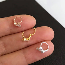 Load image into Gallery viewer, CZ Butterfly cartilage hoop, silver hoop, Tragus piercing ring, tragus earring, hoop ring, simple hoops, endless hoop, circle tragus hoop