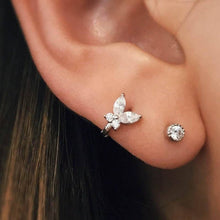Load image into Gallery viewer, CZ Butterfly cartilage hoop, silver hoop, Tragus piercing ring, tragus earring, hoop ring, simple hoops, endless hoop, circle tragus hoop