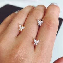 Load image into Gallery viewer, CZ Butterfly cartilage hoop, silver hoop, Tragus piercing ring, tragus earring, hoop ring, simple hoops, endless hoop, circle tragus hoop