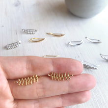 Load image into Gallery viewer, Curved cartilage earring, fashion earrings, cute ear sweep, ear Climbers, crescent moon earrings, leaf ear sweeps,