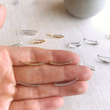 Load image into Gallery viewer, Curved cartilage earring, fashion earrings, cute ear sweep, ear Climbers, crescent moon earrings, leaf ear sweeps,
