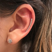 Load image into Gallery viewer, Curved cartilage earring, fashion earrings, cute ear sweep, ear Climbers, crescent moon earrings, leaf ear sweeps,