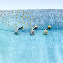 Load image into Gallery viewer, 3CZ Crown Belly Button Ring, floating navel ring, dainty belly ring, gold belly rings, small belly rings, belly piercing small belly jewelry