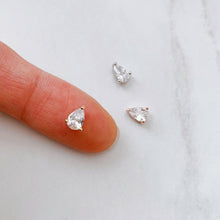Load image into Gallery viewer, 20g, 18g, 16g CZ Teardrop cartilage earring, conch threadless labret piercing, Tragus earring, teardrop forward helix earring, tiny earring
