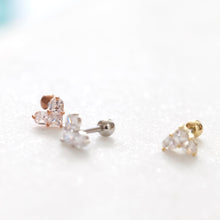 Load image into Gallery viewer, 18g Heart Conch Earring, threadless tragus earring, push pin, screwback, love cartilage piercing, simple minimalist silver rose gold studs