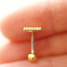 Load image into Gallery viewer, CZ Paved Bar Belly Ring - Origami Jewels