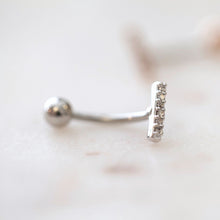 Load image into Gallery viewer, CZ Paved Bar Belly Ring - Origami Jewels