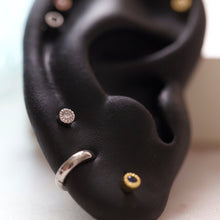 Load image into Gallery viewer, 3mm cartilage earring, simple cartilage stud, tiny medusa jewelry, small tragus stud, helix earring, threadless pushback forward helix studs