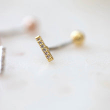 Load image into Gallery viewer, CZ Paved Bar Belly Ring - Origami Jewels