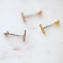 Load image into Gallery viewer, CZ Paved Bar Belly Ring - Origami Jewels