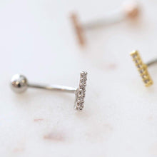 Load image into Gallery viewer, CZ Paved Bar Belly Ring - Origami Jewels