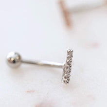 Load image into Gallery viewer, CZ Paved Bar Belly Ring - Origami Jewels