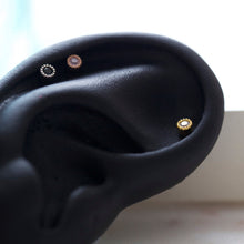 Load image into Gallery viewer, 3mm cartilage earring, simple cartilage stud, tiny medusa jewelry, small tragus stud, helix earring, threadless pushback forward helix studs