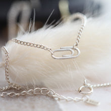 Load image into Gallery viewer, Tiny Paperclip Necklace and Earrings, dainty gold wire earrings, sterling silver small earrings, paperclip jewelry set, unique holiday gifts