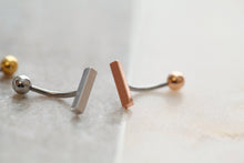 Load image into Gallery viewer, NEW! || Small Bar Navel Ring, Floating Belly Ring, dainty bar navel ring, gold bar belly rings, simple belly rings, dainty belly jewelry