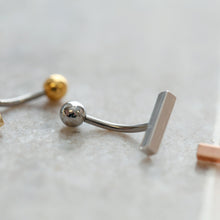 Load image into Gallery viewer, NEW! || Small Bar Navel Ring, Floating Belly Ring, dainty bar navel ring, gold bar belly rings, simple belly rings, dainty belly jewelry