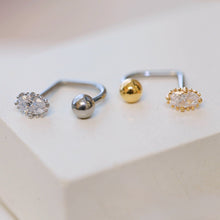 Load image into Gallery viewer, 16g Oval Medusa Piercing • Oval Lippy Loop Labret Lip • Surgical Steel Lip Ring • Geometric Lip Labret • Classy Silver Comfortable Lip Ring