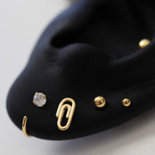Load image into Gallery viewer, Tiny Ball Earrings, Threadless Cartilage pushback labret, Ball Tragus studs, black, silver ball labret studs, tiny gold conch flat back stud