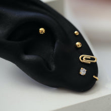 Load image into Gallery viewer, Tiny Ball Earrings, Threadless Cartilage pushback labret, Ball Tragus studs, black, silver ball labret studs, tiny gold conch flat back stud