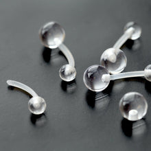 Load image into Gallery viewer, 14g Bioflex Belly Ring, Pregnancy Retainer Flexible Clear PTFE plastic belly ring, two ball naval ring, rubber belly piercing, naval jewelry