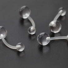 Load image into Gallery viewer, 14g Bioflex Belly Ring, Pregnancy Retainer Flexible Clear PTFE plastic belly ring, two ball naval ring, rubber belly piercing, naval jewelry