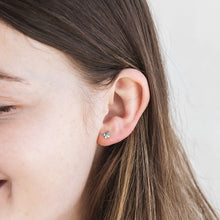 Load image into Gallery viewer, CZ Sparkly Butterfly Tragus Earring, tiny 18g threadless labret, small cartilage stud, dainty spring tragus earring, screwback lobe piercing