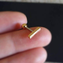 Load image into Gallery viewer, Bar Earring, 10mm helix 18mm cartilage earring, long silver bar earring, line cartilage gold bar earring, wedding jewelry, bridesmaids gifts