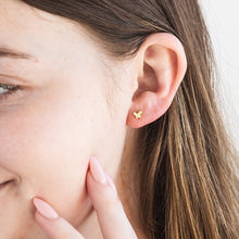 Load image into Gallery viewer, 3D Butterfly Tragus Threadless Labret, 18g cartilage earring, 20g screwback lobe barbell, cartilage stud, small spring dainty conch earring