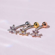 Load image into Gallery viewer, NEW! || Daffodil Navel Ring, Floating Belly Ring, dainty flower navel ring, gold flower belly rings, simple belly rings, dainty body jewelry