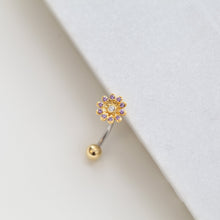 Load image into Gallery viewer, NEW! || WaterLily Navel Ring, Floating Belly Ring, dainty flower navel ring, unique belly ring, simple belly ring, dainty body jewelry,