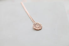 Load image into Gallery viewer, Sun Stamped Gold Medallion Necklace, Silver coin earrings, coin jewelry collection rose gold circle studs, stamped jewelry bridesmaids gifts