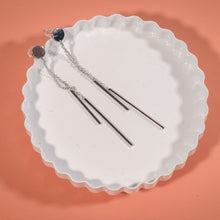 Load image into Gallery viewer, Circle Drop Earrings, bar dangle, bar drop earrings, rose gold circle earrings, neutral color, fashion earrings, rose gold round earrings