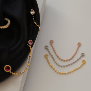 Threader Connector Chain, Chain Link Earrings, Beaded connecting chain, Gold, Rose gold, Silver dangle connector, interchangeable chain