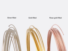 Load image into Gallery viewer, Gold Double Hoop Twist Earrings, 14k gold fill Spiral Wire Twirl hoops, swirl double loop helix piercing, one piercing small double huggie