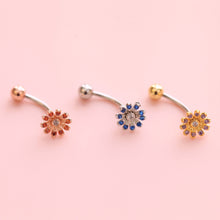 Load image into Gallery viewer, NEW! || WaterLily Navel Ring, Floating Belly Ring, dainty flower navel ring, unique belly ring, simple belly ring, dainty body jewelry,