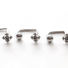 Load image into Gallery viewer, 16g Cross Medusa Piercing • Medieval Cross Lippy Loop Labret Lip ring • Comfortable Surgical Steel Lip Ring • Cross Whimsigoth Lip Piercing
