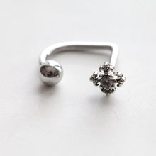 Load image into Gallery viewer, 16g Cross Medusa Piercing • Medieval Cross Lippy Loop Labret Lip ring • Comfortable Surgical Steel Lip Ring • Cross Whimsigoth Lip Piercing