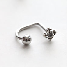 Load image into Gallery viewer, 16g Cross Medusa Piercing • Medieval Cross Lippy Loop Labret Lip ring • Comfortable Surgical Steel Lip Ring • Cross Whimsigoth Lip Piercing