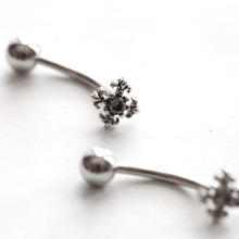 Load image into Gallery viewer, NEW! Medieval Cross Ring, Floating Belly Ring, whimsigoth minimalist belly button ring, small dainty simple trendy belly ring, gifts for her