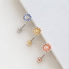 Load image into Gallery viewer, NEW! || WaterLily Navel Ring, Floating Belly Ring, dainty flower navel ring, unique belly ring, simple belly ring, dainty body jewelry,
