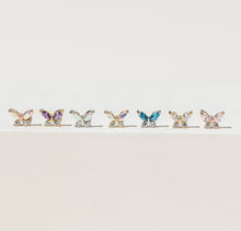 Load image into Gallery viewer, NEW! || CZ Sparkly Butterfly Navel Ring, Floating Belly Ring, gold flower belly rings, simple belly rings, dainty body jewelry, trendy rings